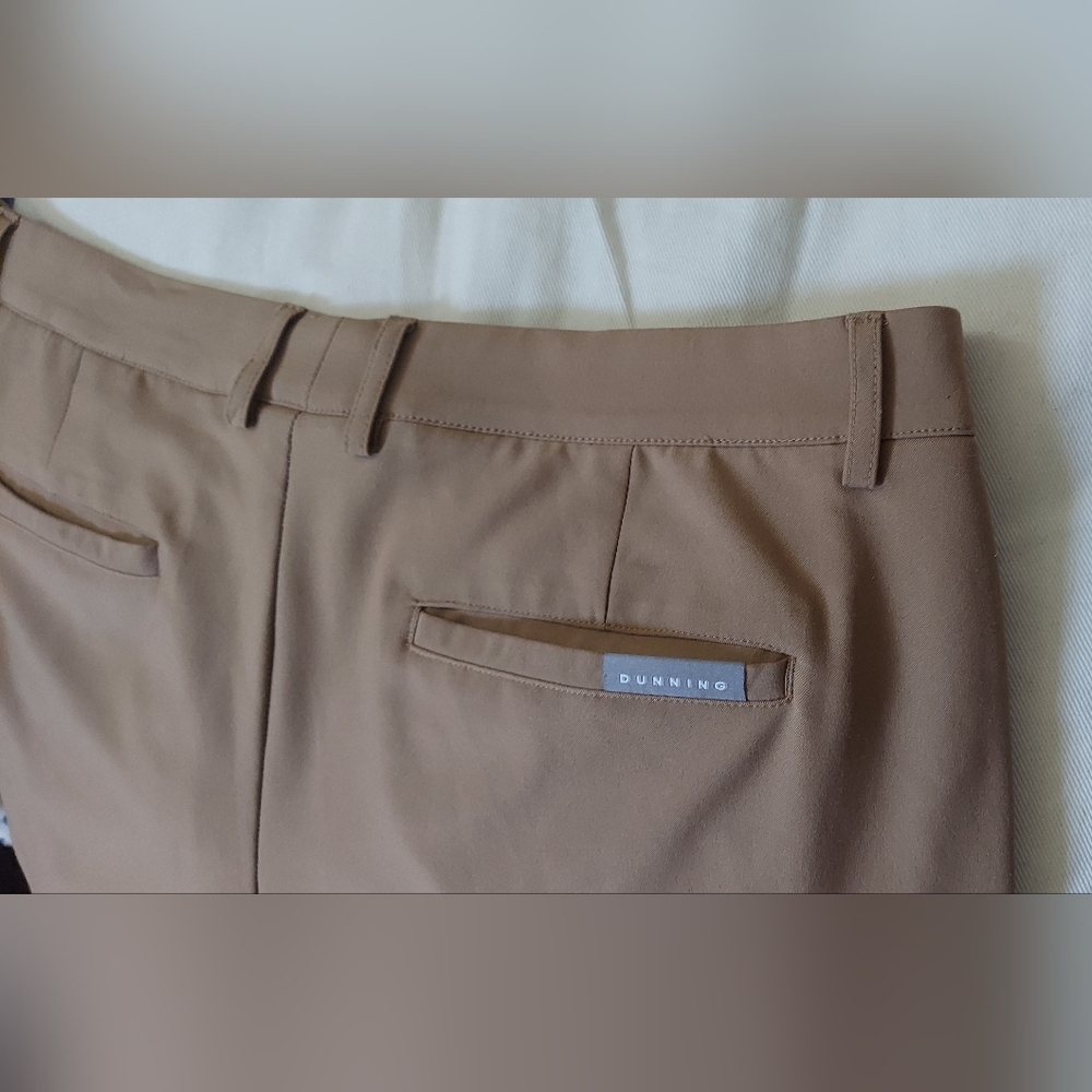 DUNNING GOLF MEN'S CAMEL TAN FLAT FRONT ACTIVEWEAR 5-POCKET PANTS SIZE 38 X 32